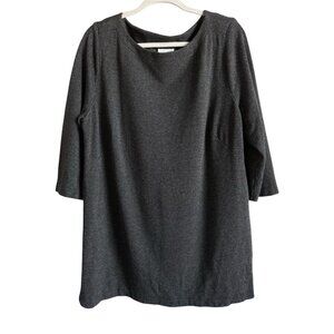 J.Jill Ponte Knit Top Tunic Herringbone Boat Neck Pullover 3/4 Sleeve Women's XL